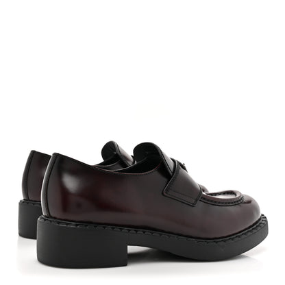 Prada Spazzolato Metal Triangle Logo 50mm Loafers 39.5 Cordovan 4 of 9