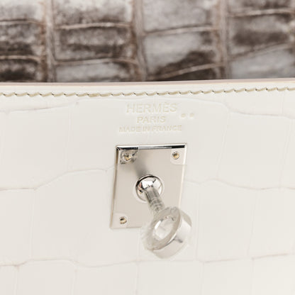 Hermes Matte Niloticus Crocodile Himalaya Kelly Retourne 25 White 6 of 11