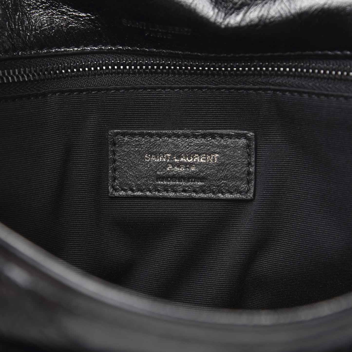 Crinkled Calfskin Matelasse Monogram Medium Niki Chain Satchel Black