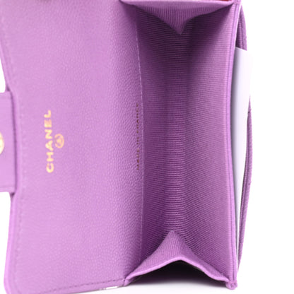 Chanel Caviar Quilted Flap Card Holder Wallet Purple 4 of 8