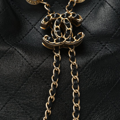 Chanel Lambskin Stitched Drawstring Bag Black 8 of 10