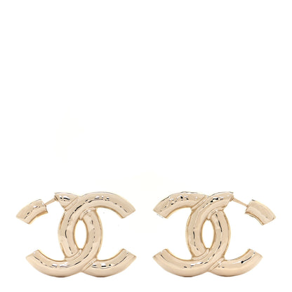 Chanel Metal Large CC Earrings Light Gold 1 of 5