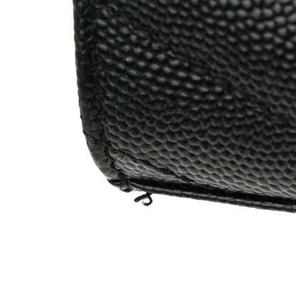 Saint Laurent Grain De Poudre Matelasse Chevron Monogram Chain Wallet Black 11 of 14