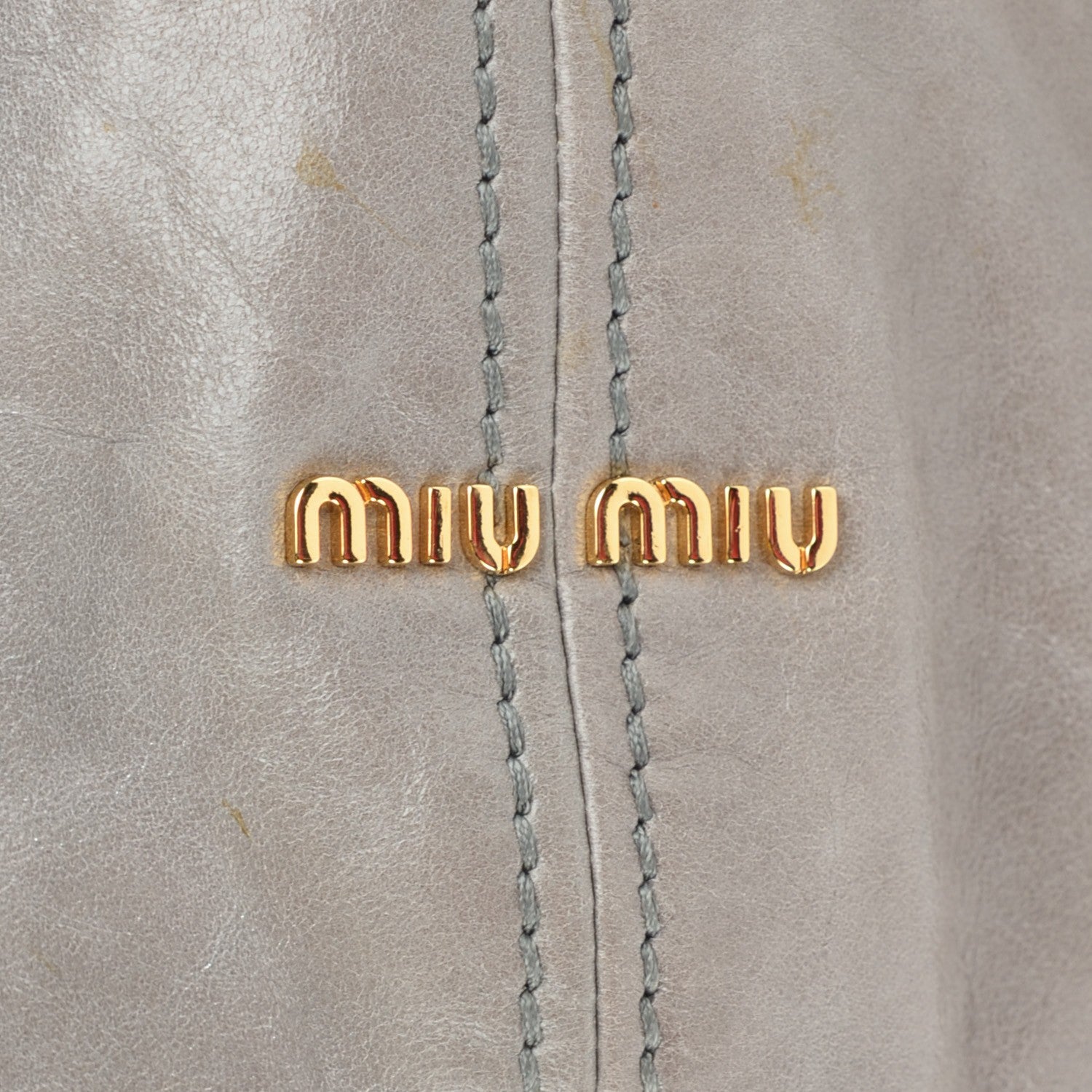 Miu Miu Vitello Lux Gathered Shopper Tote Astro 8 of 11