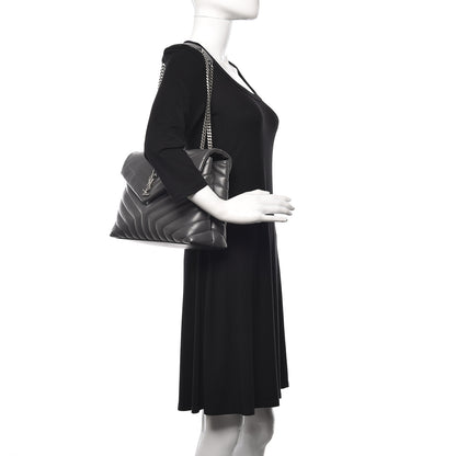Saint Laurent Calfskin Y Quilted Monogram Medium Loulou Chain Satchel Earth 2 of 10