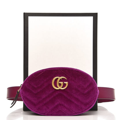 Gucci Velvet Matelasse GG Marmont Belt Bag 85 34 Fuchsia Violet Cyclamen 9 of 9