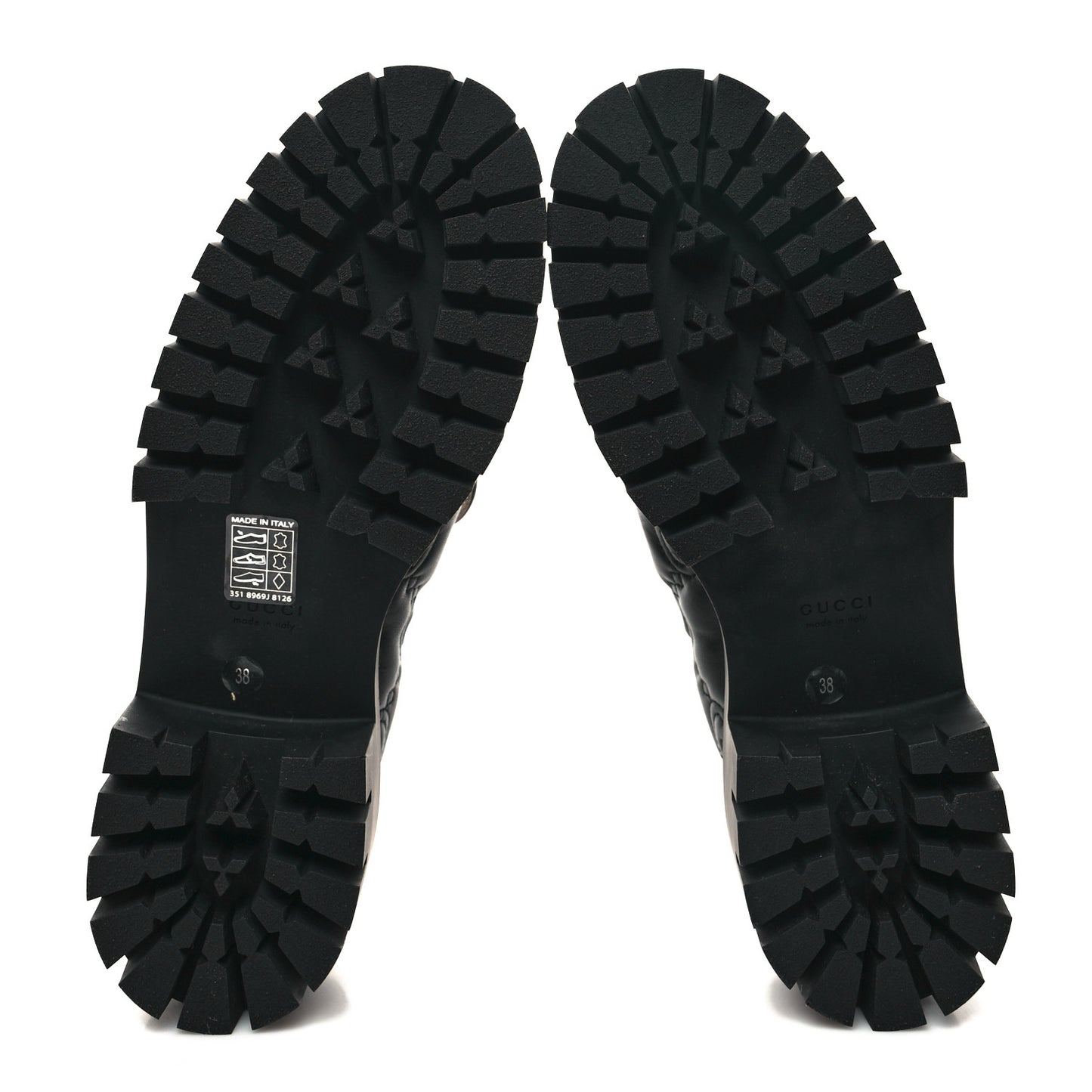Nappa Cordovan Lux GG Matelasse Buckled Platform Lug Sole 60mm Loafers 38 Black