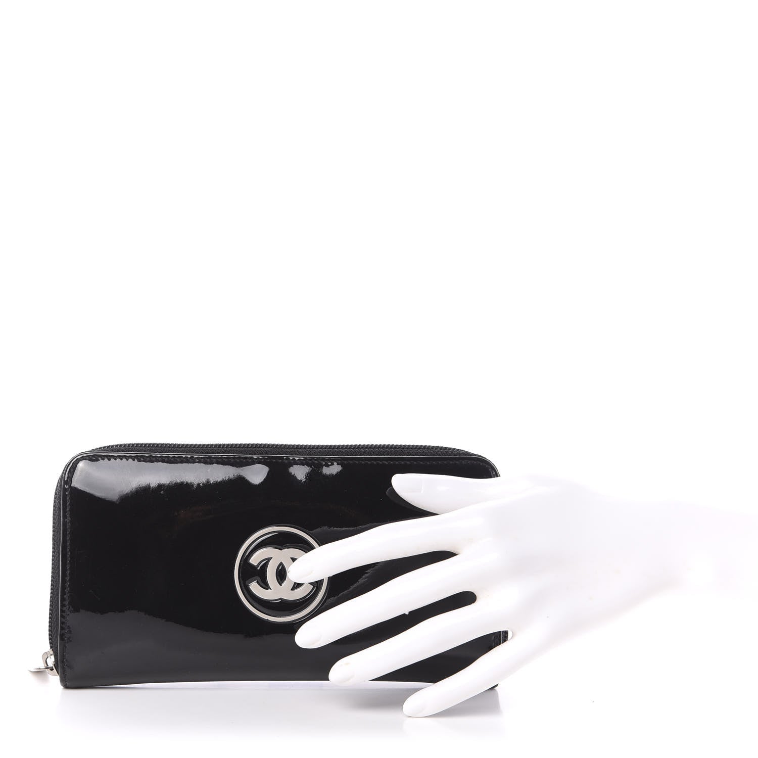 Chanel Patent Large Gusset CC Zip Wallet Black 2 of 9