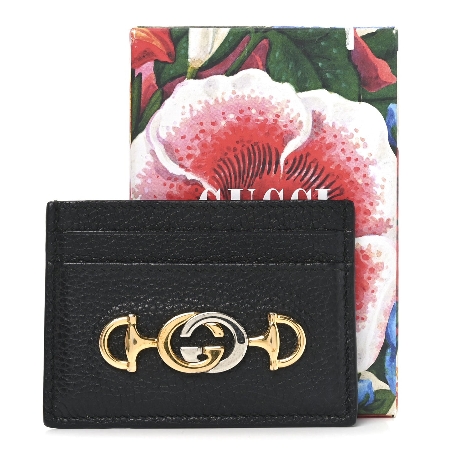 Grainy Calfskin Zumi Card Holder Black