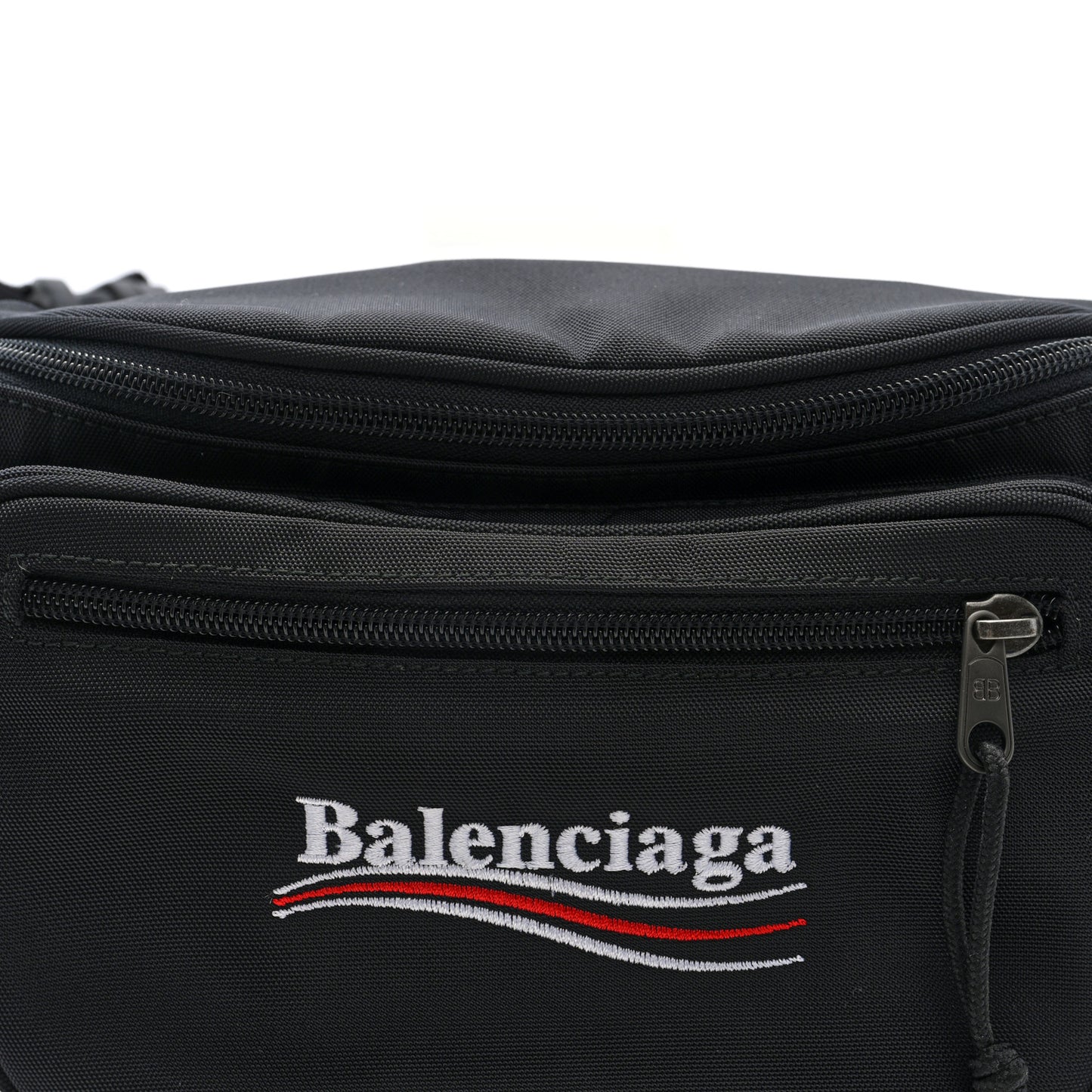 Casual Nylon Political Logo Explorer Beltpack Black White