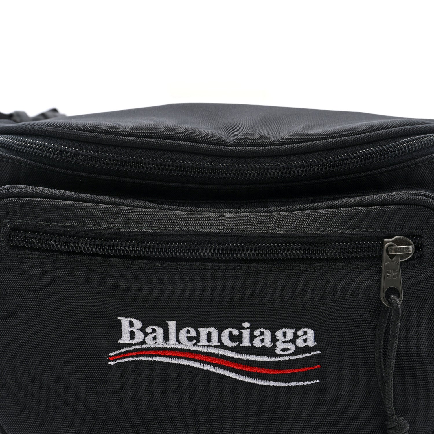 Balenciaga Casual Nylon Political Logo Explorer Beltpack Black White 7 of 9