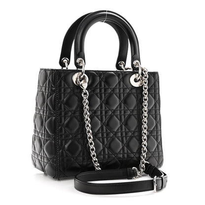 Christian Dior Lambskin Cannage Medium Lady Dior Black 2 of 8