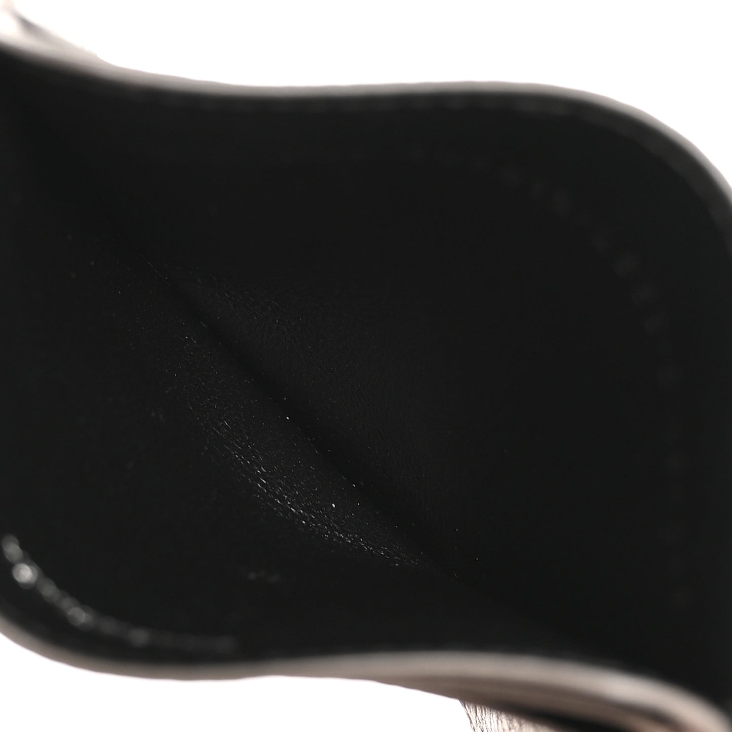 Metallized Grained Calfskin Logo Cash Rounded Card Holder Dark Bronze White