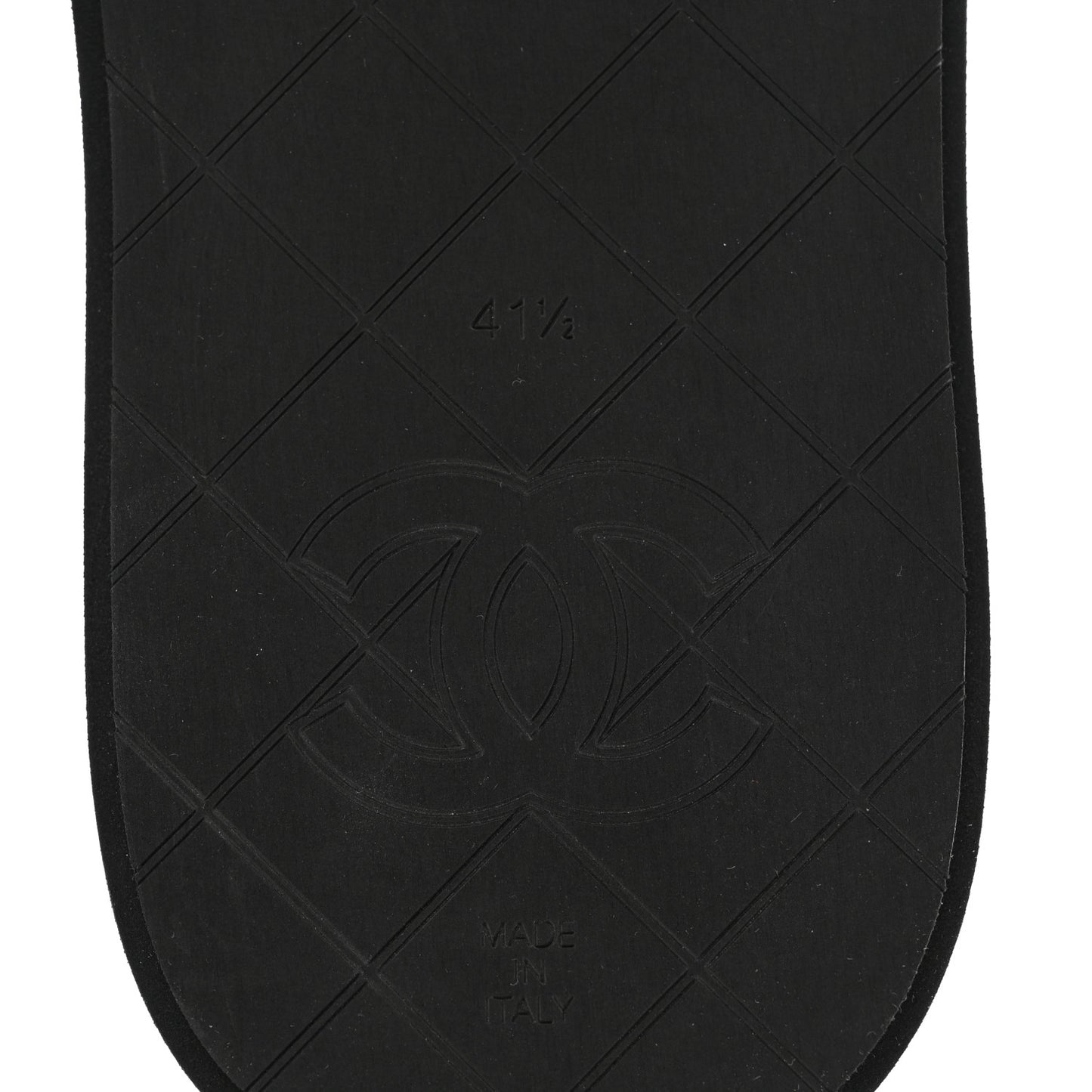 Lambskin Quilted Padded Charms Thong Sandals 41.5 Black