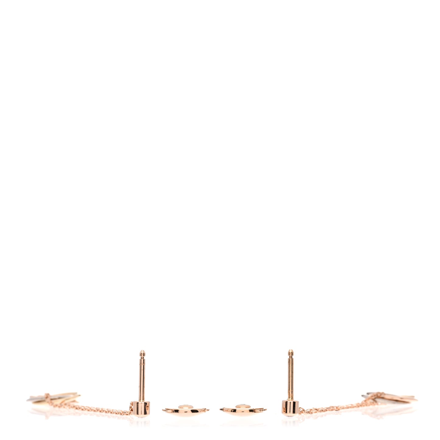 18K Pink Yellow White Gold Diamond Small Trinity Drop Earrings