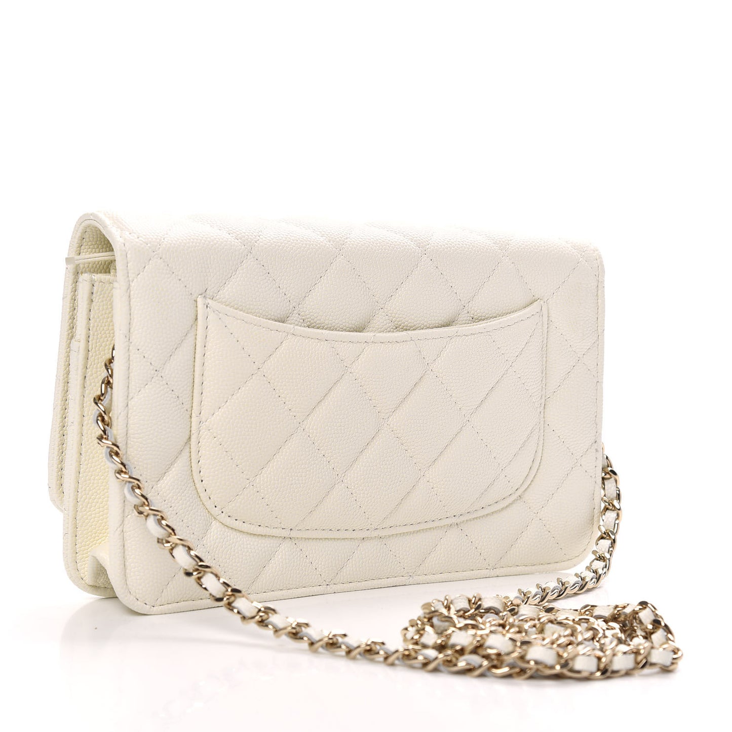 Caviar Quilted Wallet On Chain WOC White