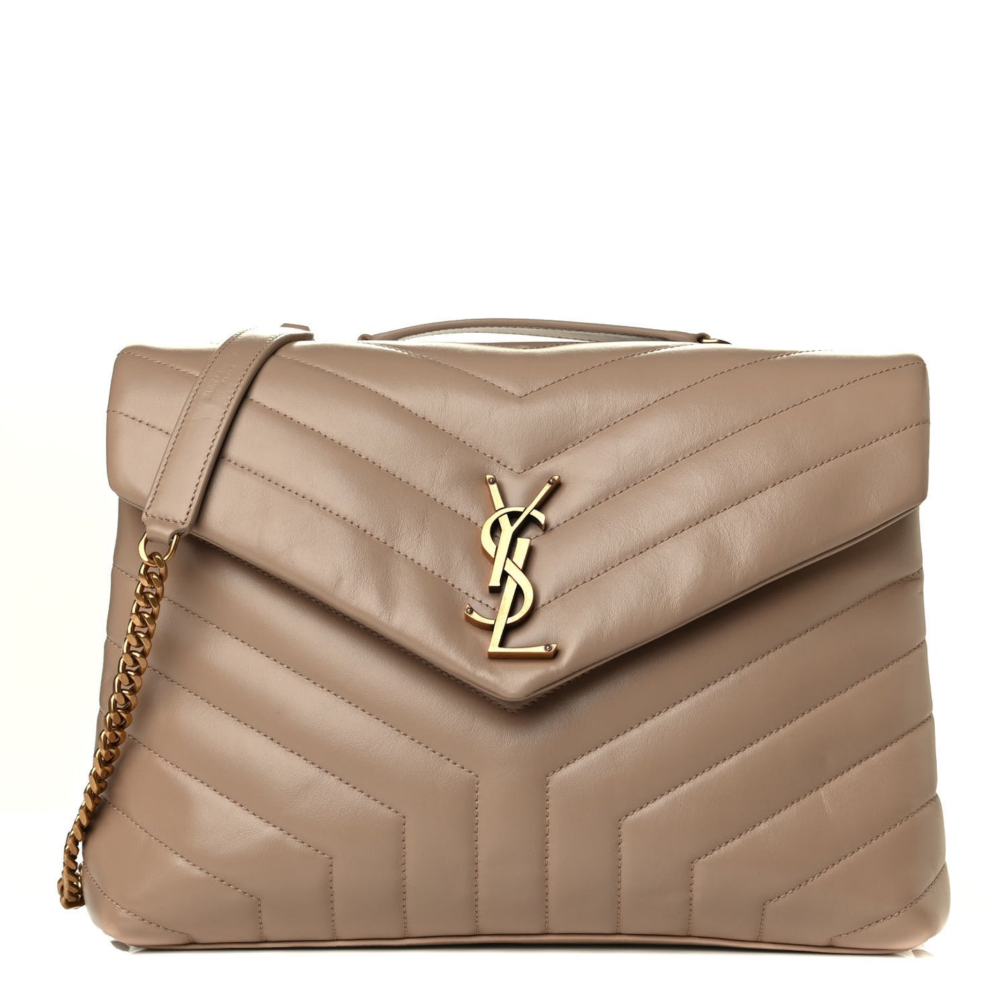 Calfskin Y Quilted Monogram Medium Loulou Chain Satchel Dark Latte