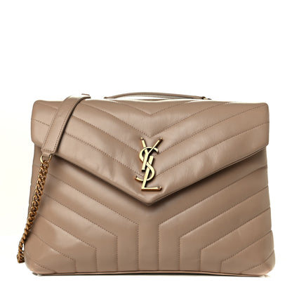 Saint Laurent Calfskin Y Quilted Monogram Medium Loulou Chain Satchel Dark Latte 1 of 6