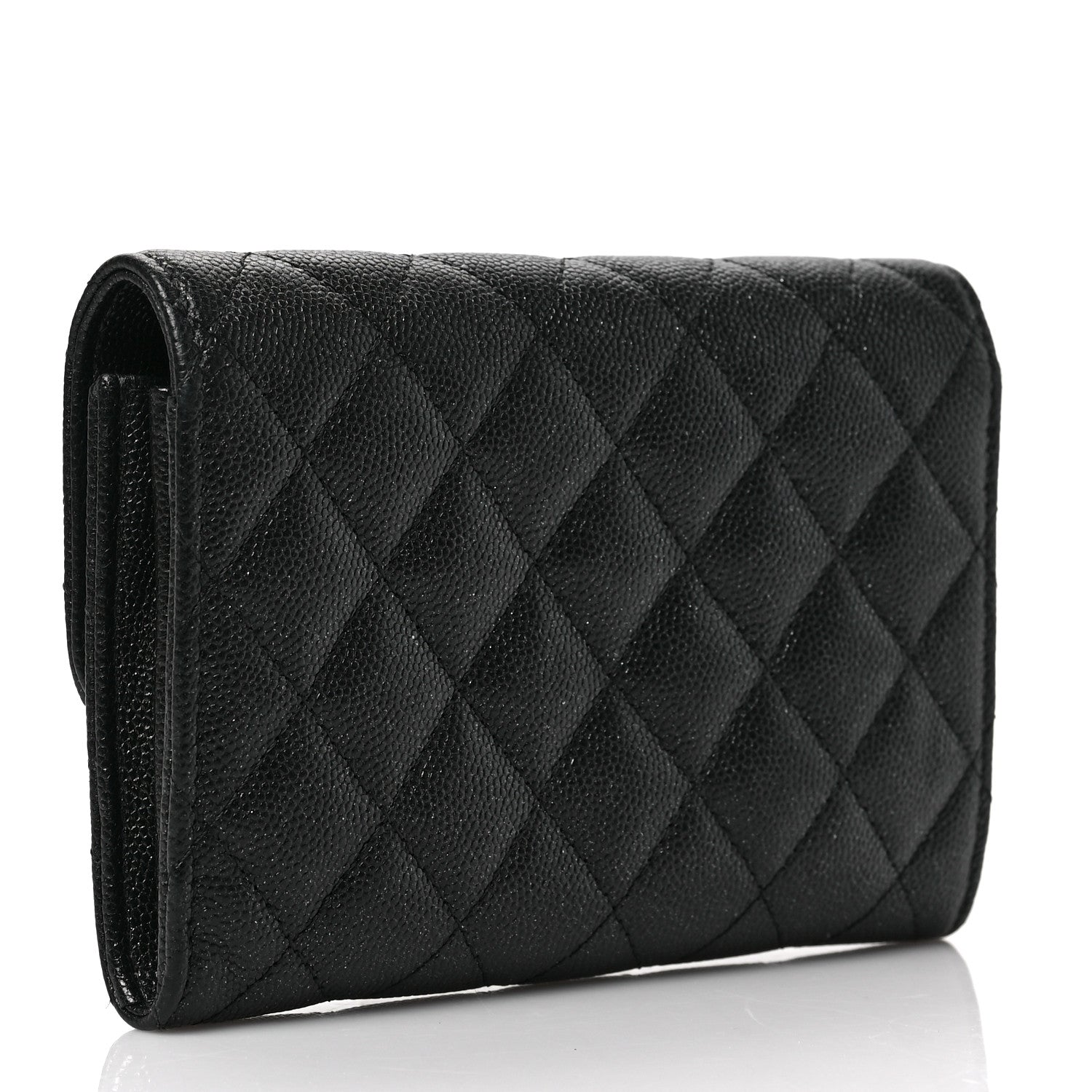 Chanel Iridescent Caviar Quilted Large Gusset Flap Wallet Black 3 of 6