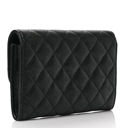 Chanel Iridescent Caviar Quilted Large Gusset Flap Wallet Black 3 of 6