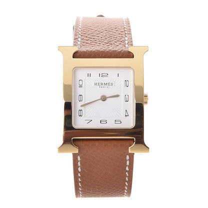 Hermes Stainless Steel Epsom 26mm Heure H Hour Quartz Watch Gold 1 of 9