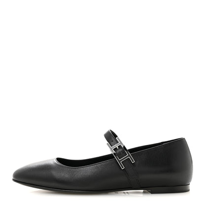 Hermes Goatskin Jane Ballet Flats 35.5 Black 1 of 10