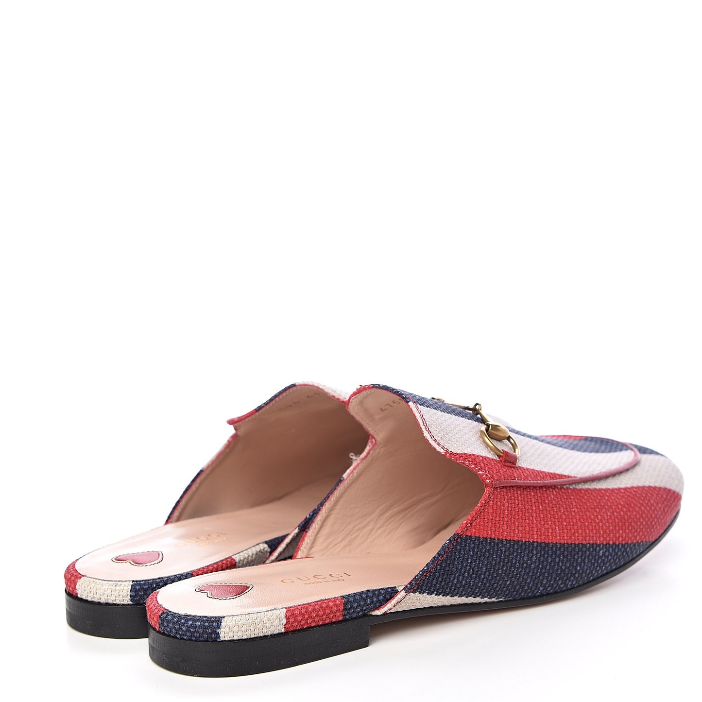Canvas Sylvie Stripe Womens Princetown Slippers 41 Mystic White Hibiscus Red Maritime