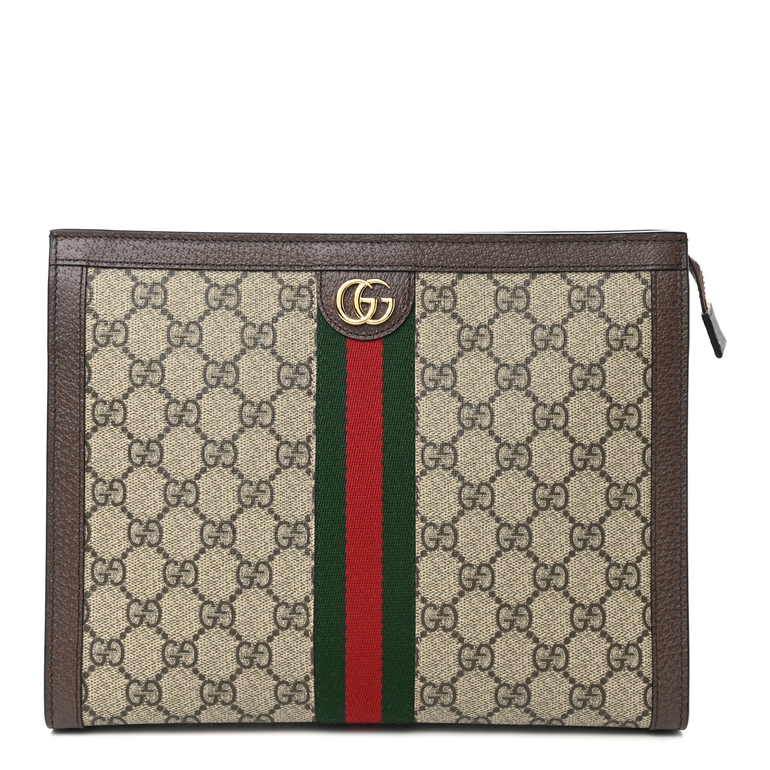 Gucci GG Supreme Monogram Web Ophidia Pouch Brown 1 of 7