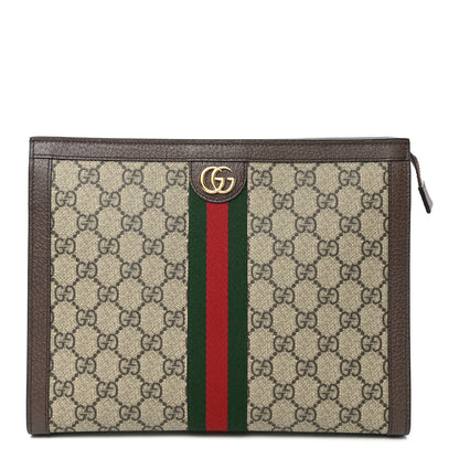 Gucci GG Supreme Monogram Web Ophidia Pouch Brown 1 of 7