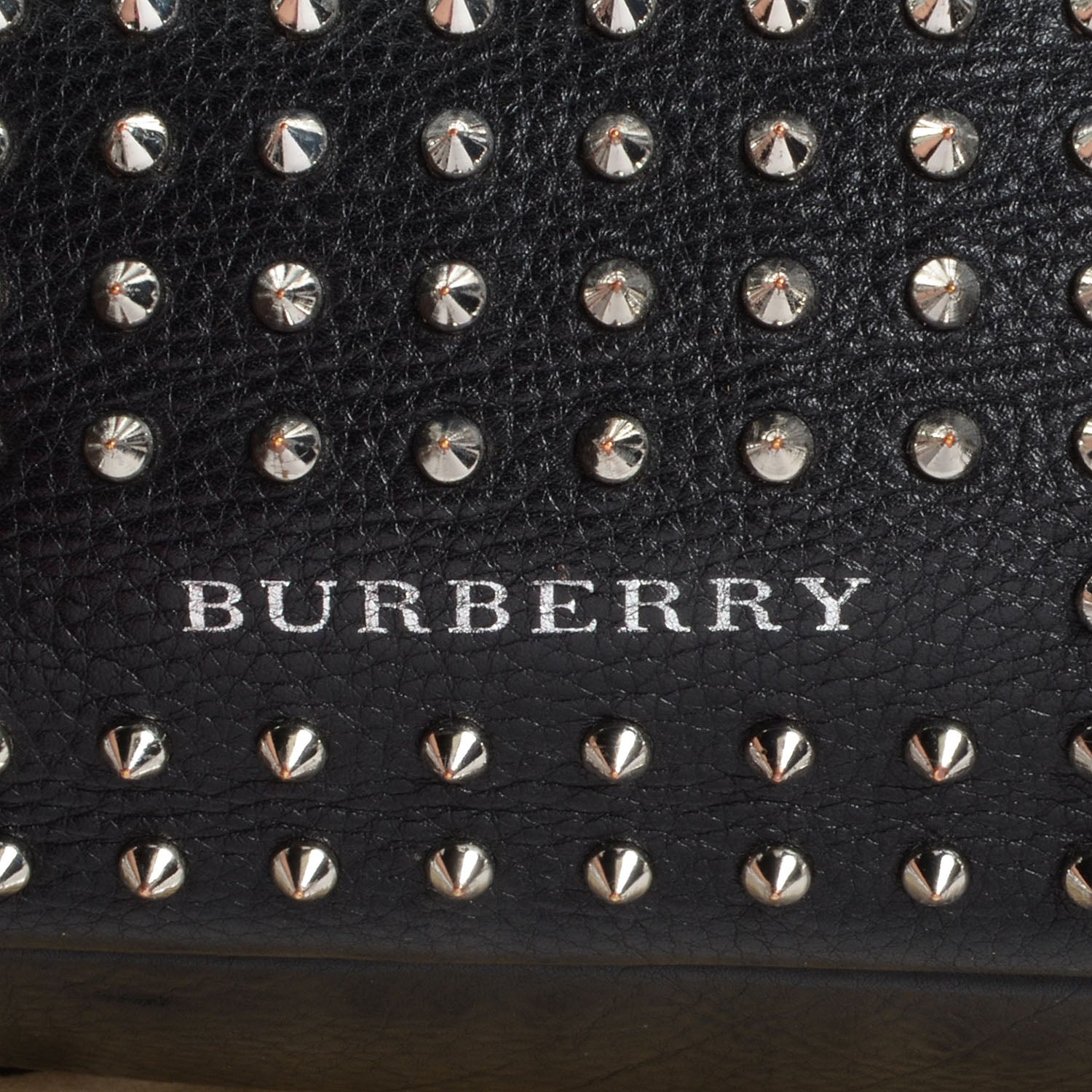 Burberry Brit Studded Calfskin Shopper Medium Black 5 of 12