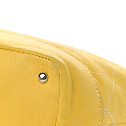 Chanel Lambskin Contrast Stitch Drawstring Tote Yellow 11 of 13