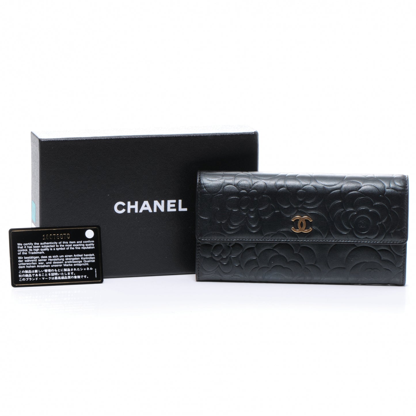 Lambskin CC Camellia Flap Wallet Black