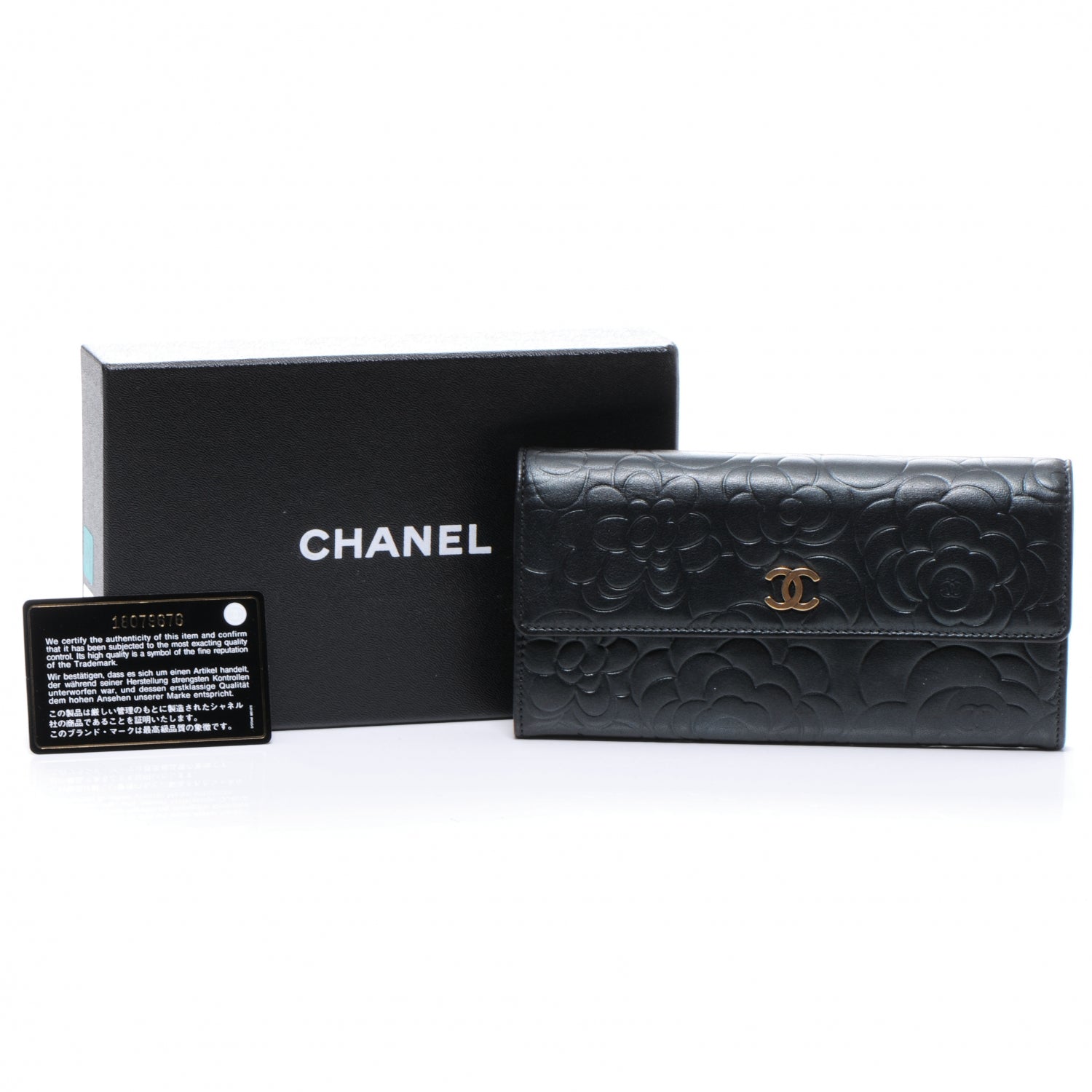 Chanel Lambskin CC Camellia Flap Wallet Black 5 of 9