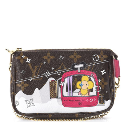 Louis Vuitton Monogram 2019 Christmas Animation Mini Courchevel Pochette Accessories Fuchsia 1 of 6