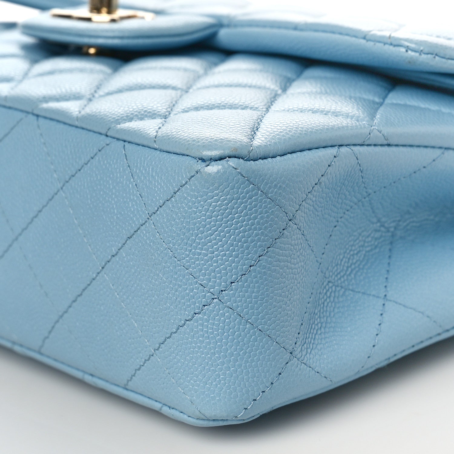 Chanel Caviar Quilted Small Double Flap Light Blue 10 of 11
