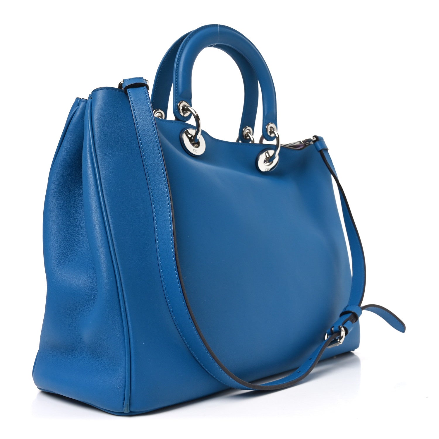 Christian Dior Smooth Calfskin Large Diorissimo Tote Blue 4 of 11