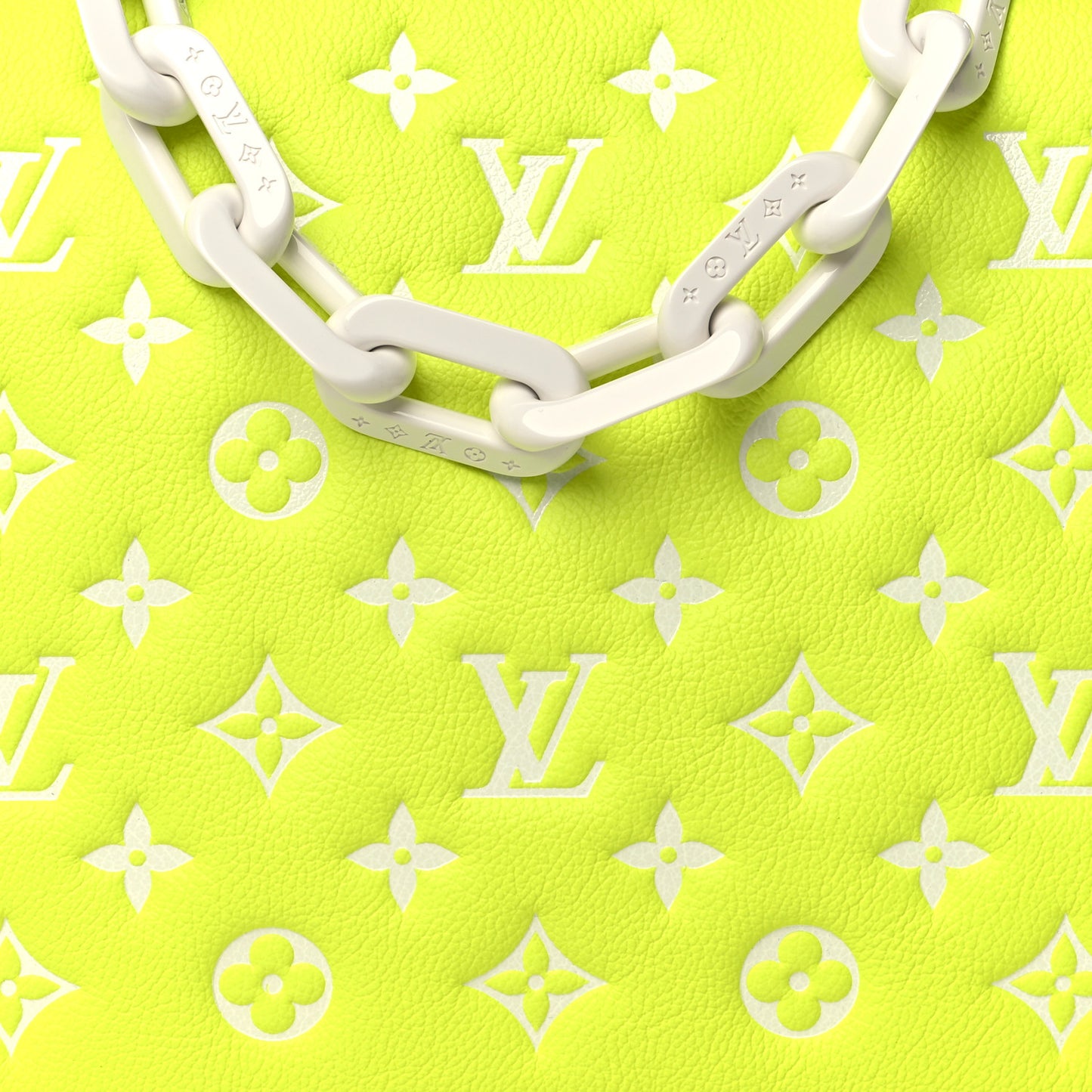 Calfskin Embossed Monogram LV Match Coussin PM Fluorescent Yellow