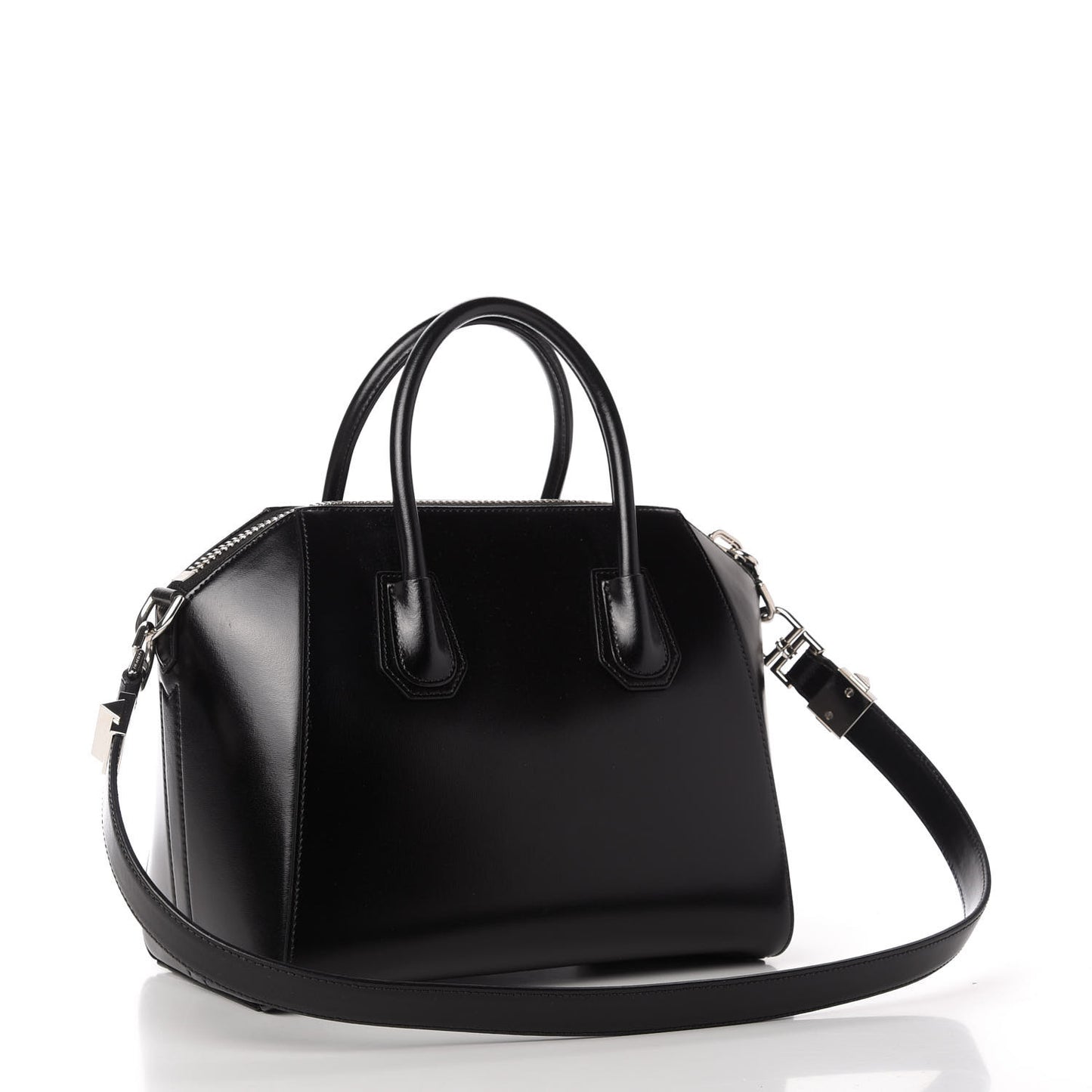 Shiny Lord Calfskin Small Antigona Black