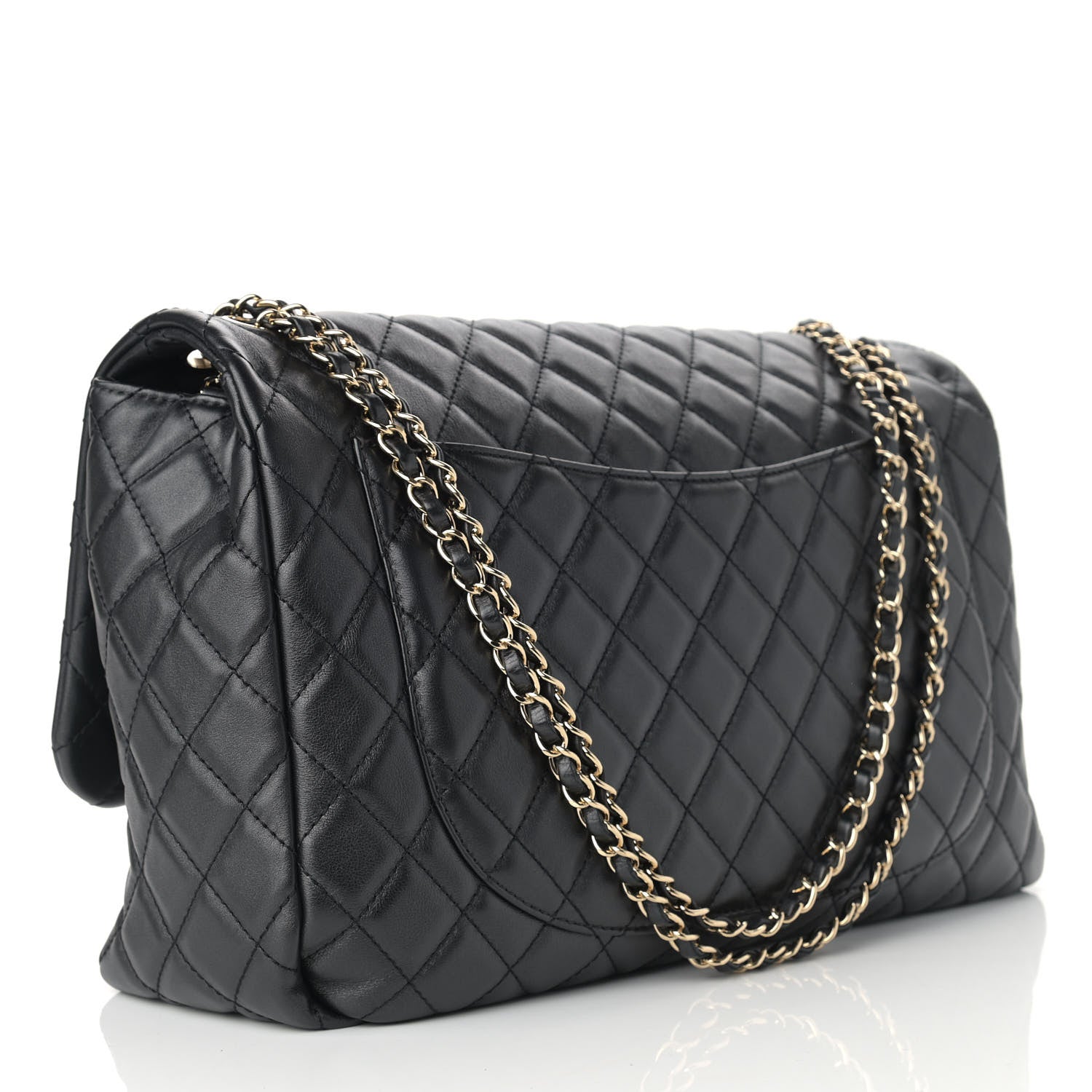 Chanel Metallized Calfskin Quilted Small XXL Travel Flap Bag Black 3 of 9