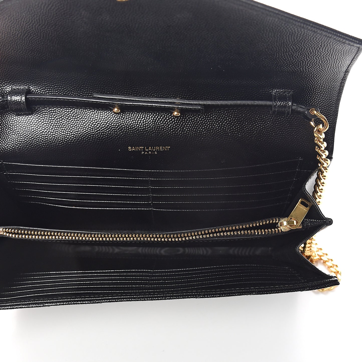 Grain De Poudre Matelasse Chevron Monogram Chain Wallet Black