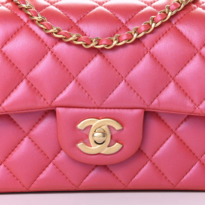 Chanel Iridescent Lambskin Quilted Mini Top Handle Rectangular Flap Red 8 of 11