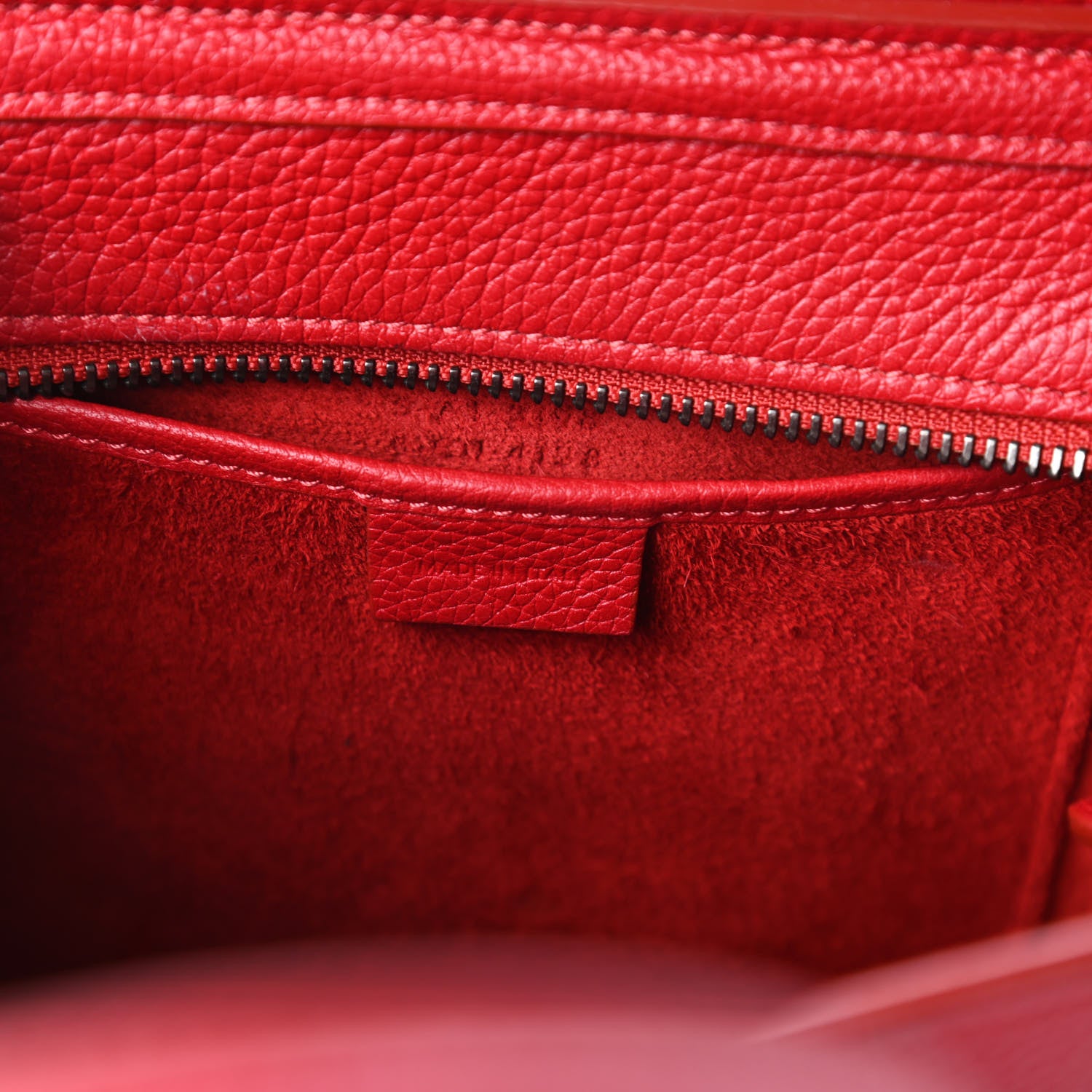 Celine Drummed Calfskin Nano Luggage Red 8 of 10