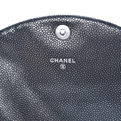 Chanel Metallic Caviar Half Moon Wallet On Chain WOC Dark Silver 6 of 9