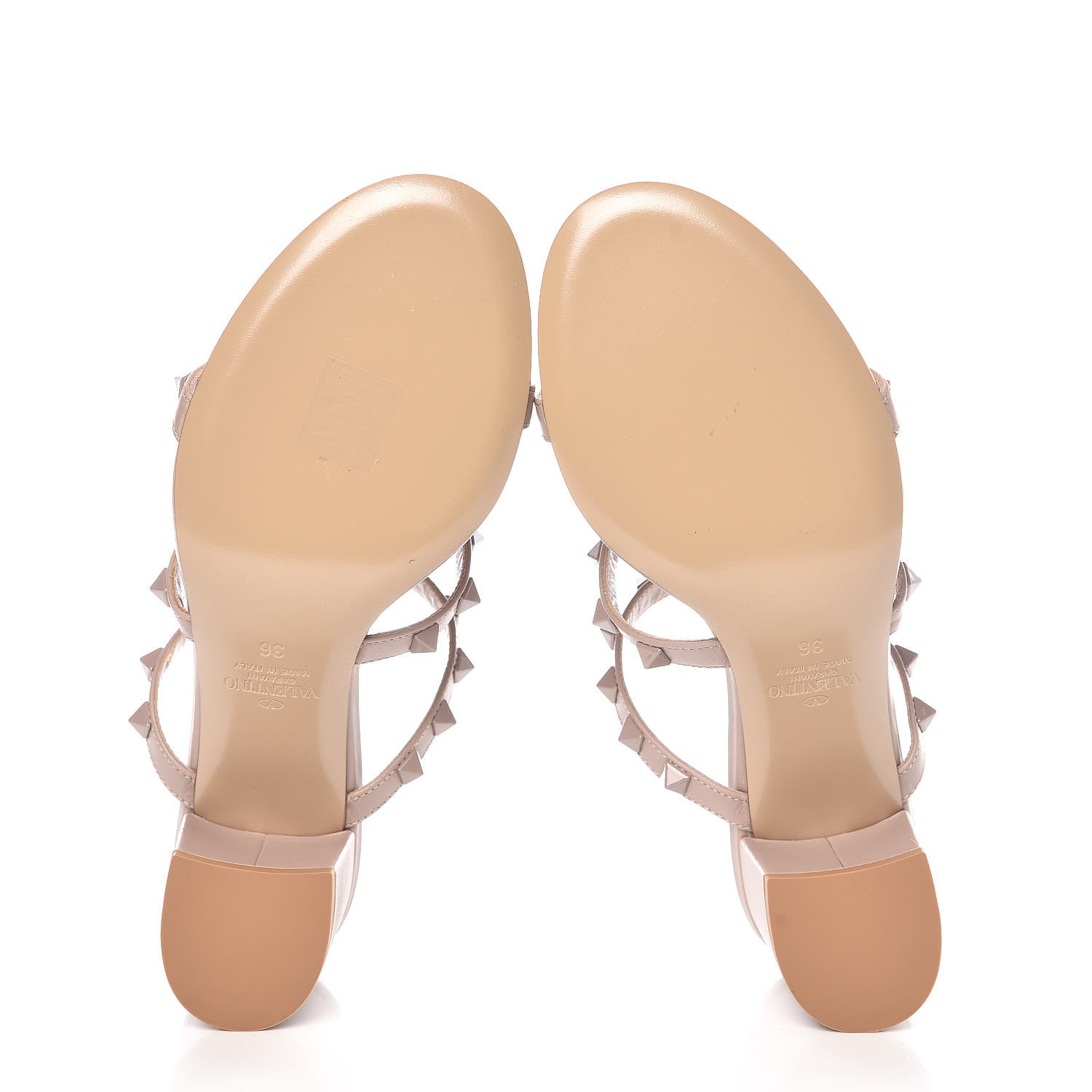 Valentino Garavani Calfskin Rockstud 60mm Caged Slide Sandals 36 Poudre 5 of 9
