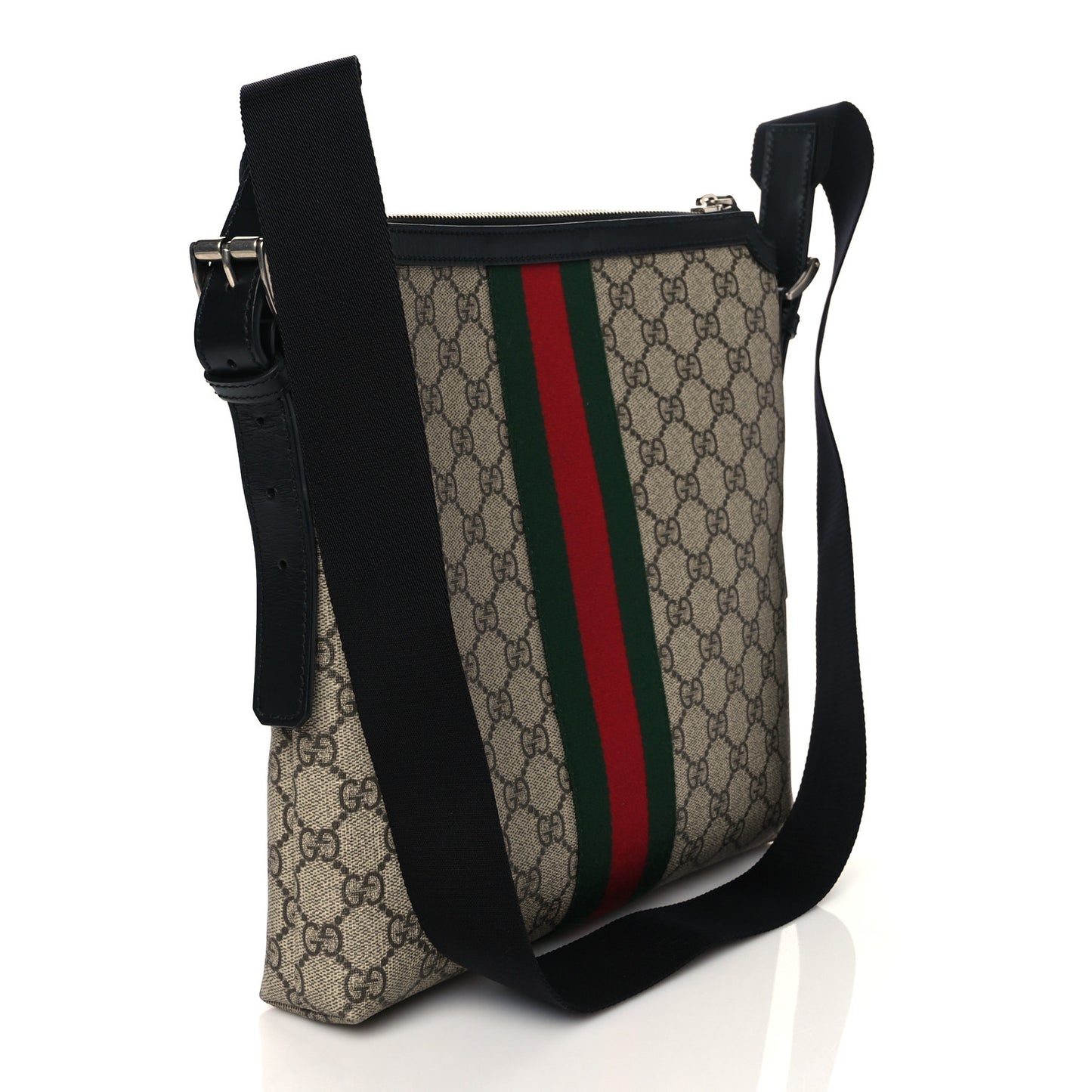 GG Supreme Monogram Web Messenger Bag Black