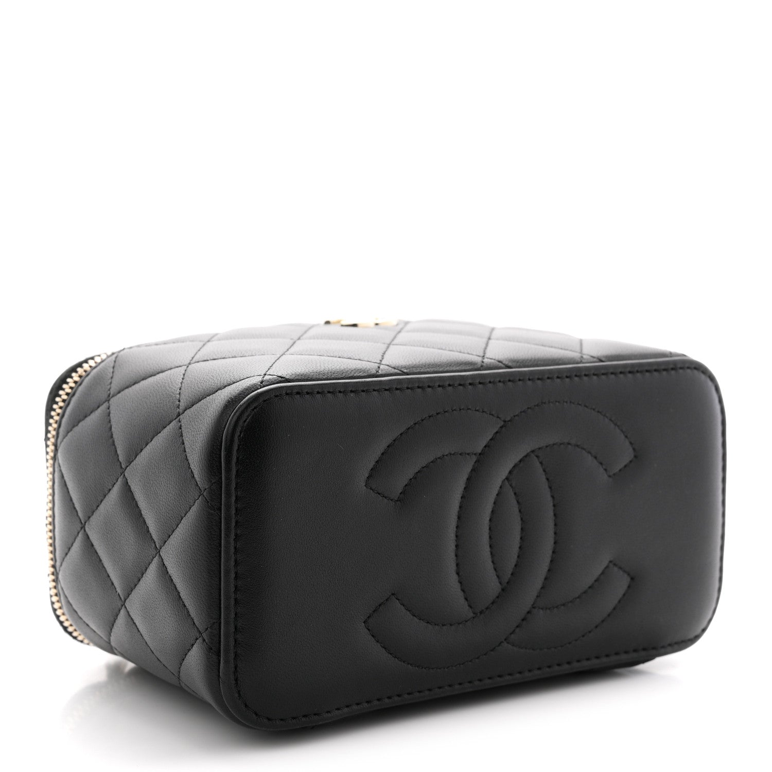 Chanel Lambskin Quilted Small Top Handle Vanity Case With Chain Black 4 of 10