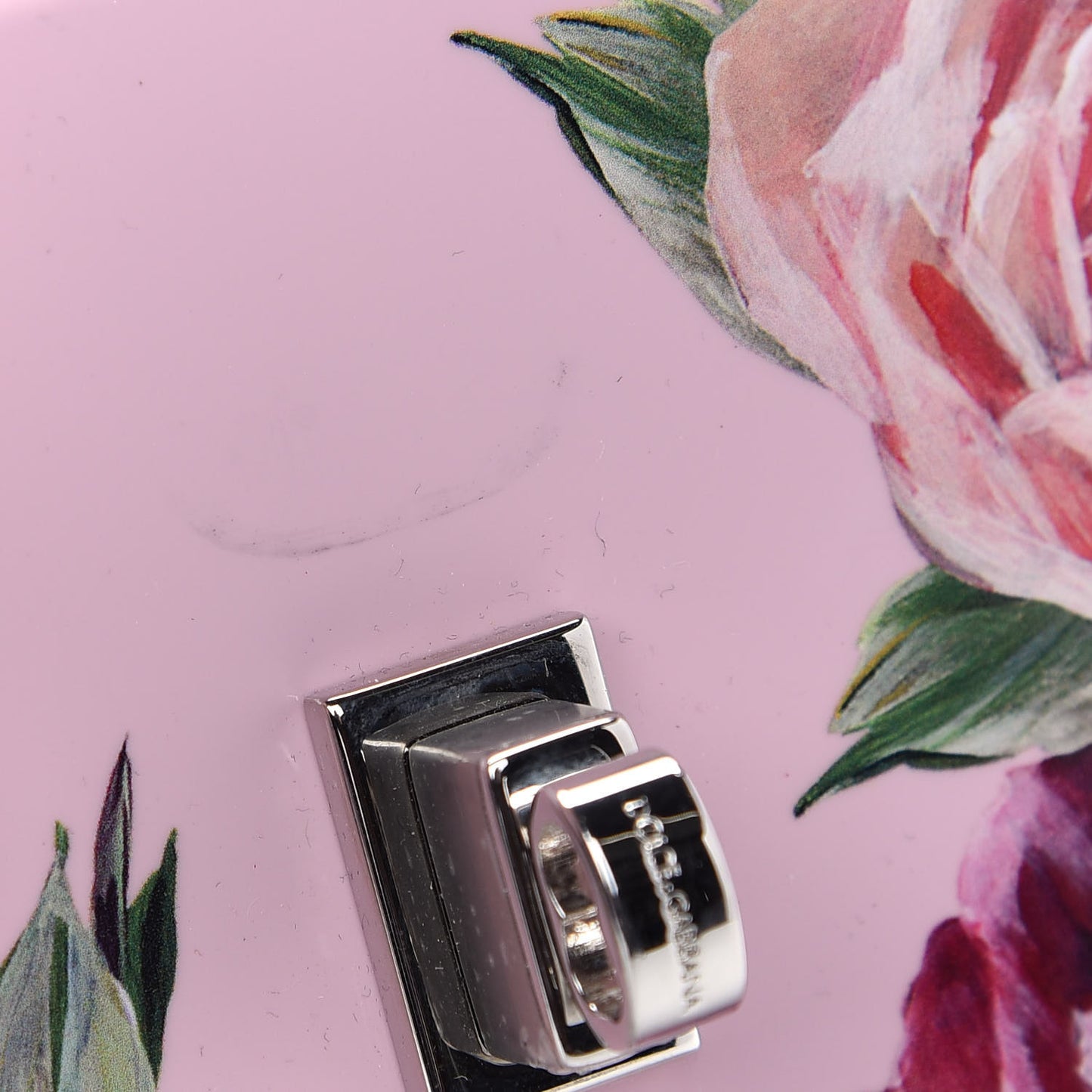 Acrylic Floral Print Dolce Box Clutch Pink