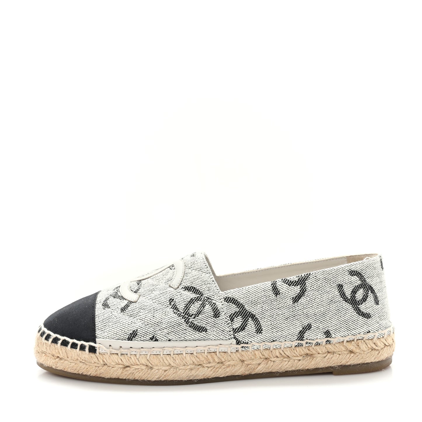 Cotton Jacquard Grosgrain CC Print Espadrilles 40 Grey Black
