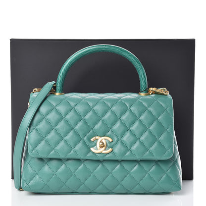 Chanel Caviar Lizard Quilted Small Coco Handle Flap Green 10 of 10
