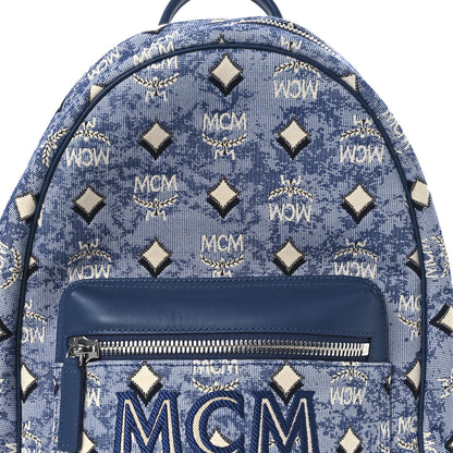 MCM Jacquard Monogram Small Backpack Blue 7 of 10